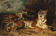 Eugene Delacroix A Young Tiger Playing with its Mother oil painting